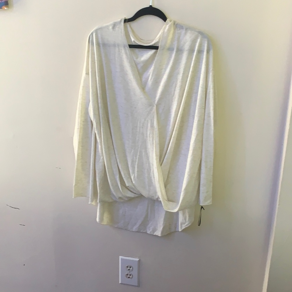 White Sparkle Gold   Long Sleeve Blouse